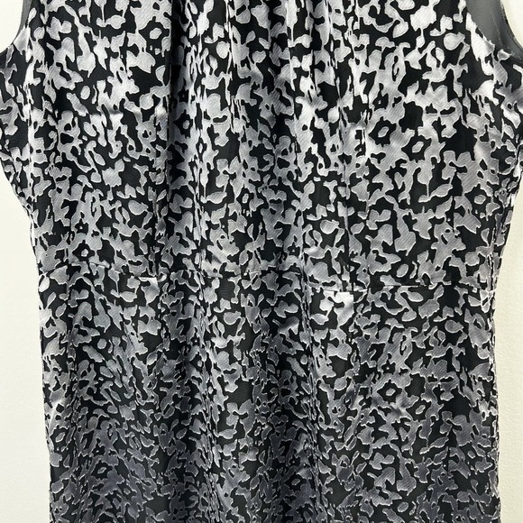 Brooks Brothers Gray Black Sleeveless Burnout Shift Dress 16 Mock Neck - Picture 4 of 16